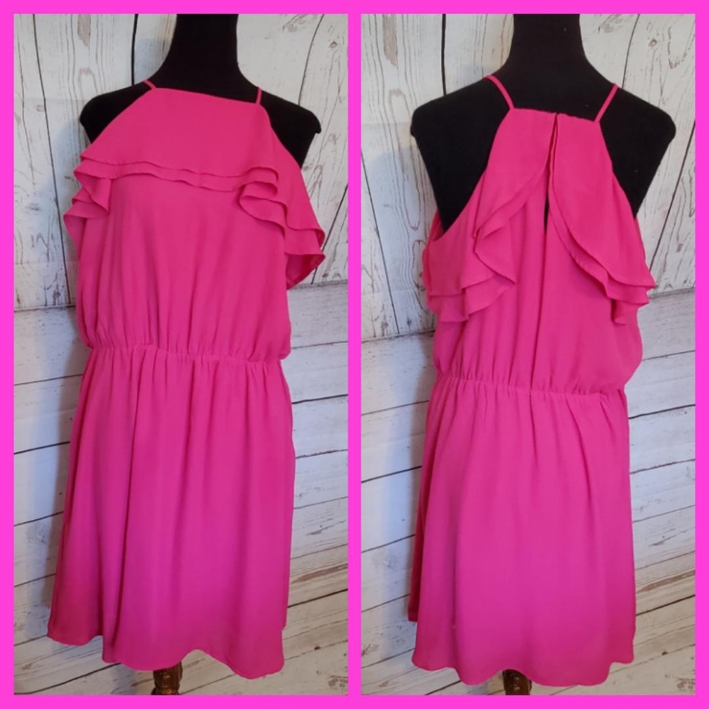 Maurice's spaghetti strap ruffled mini dress pink size Large